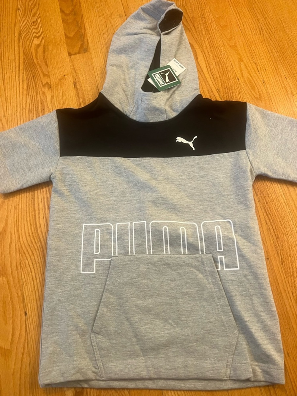 Puma Gray & Black short sleeve Hoodie with Logo